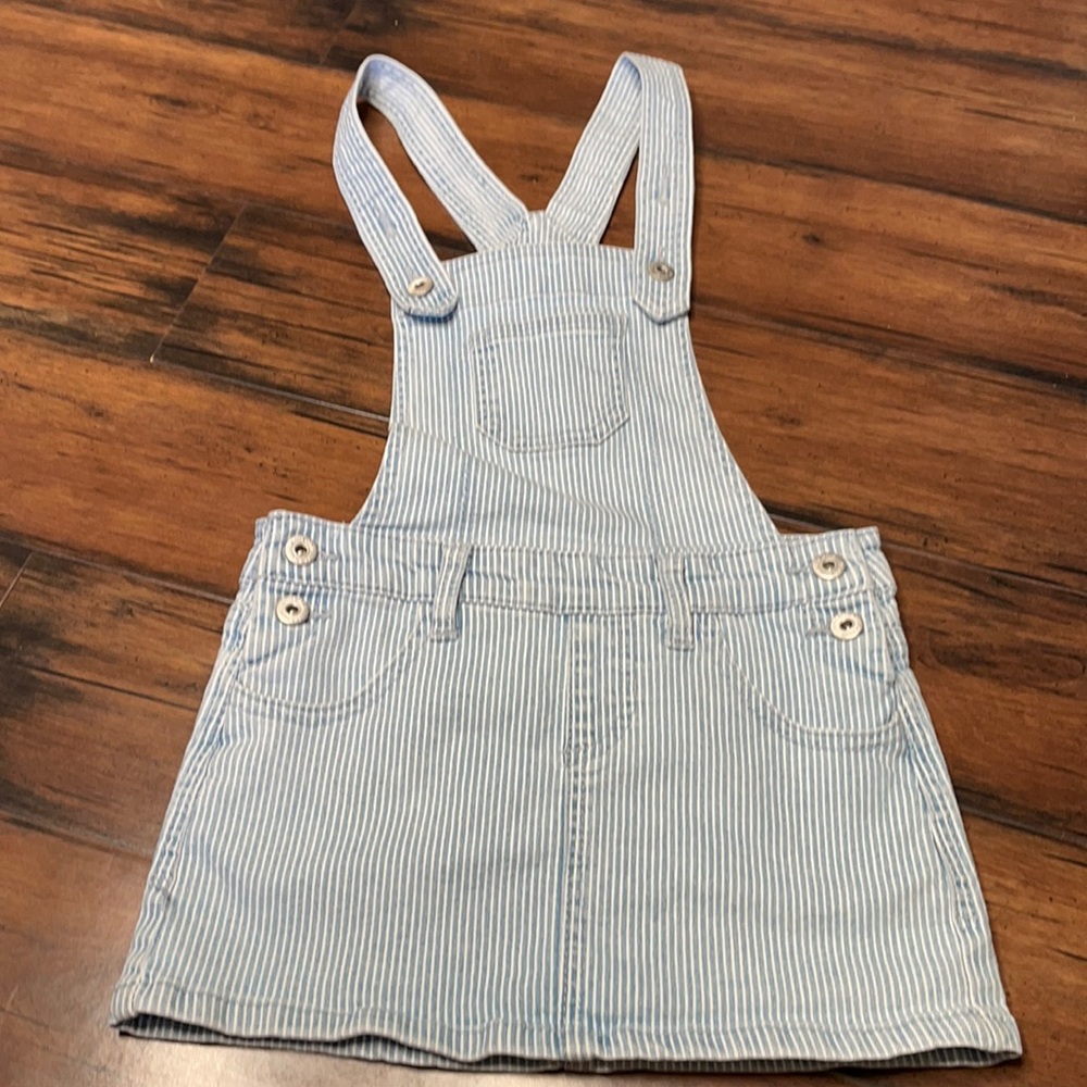 Arizona overall Jean skirt size 6 blue and white striped